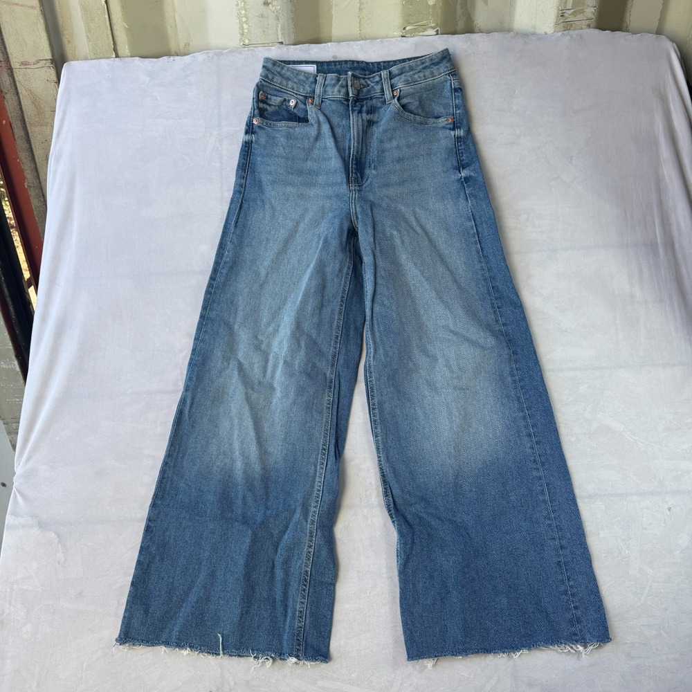Gap Jeans Womens 25/0 Petite Blue Denim Raw Hem 5-Pockets High Waisted Whiskered